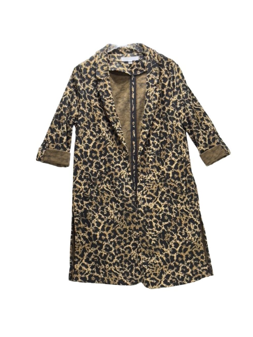 ADYSON PARKER Women's Open Front Cardigan Cheetah Print cuff sleeves Size S - Picture 11 of 14